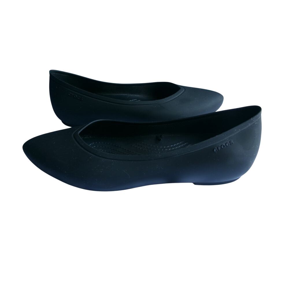 Crocs Brookly Flats Black Casual Comfort Shoe Size 8 women's slip on Ballet